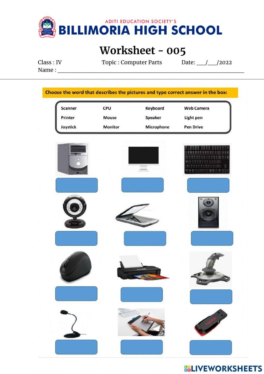 Parts of Computer - Class 4 online exercise for | Live Worksheets