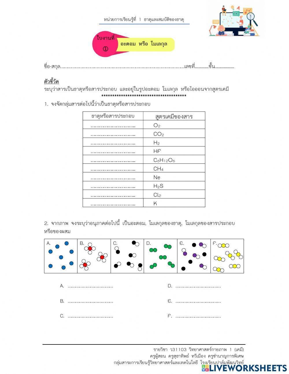 อะตอมหรือโมเลกุล