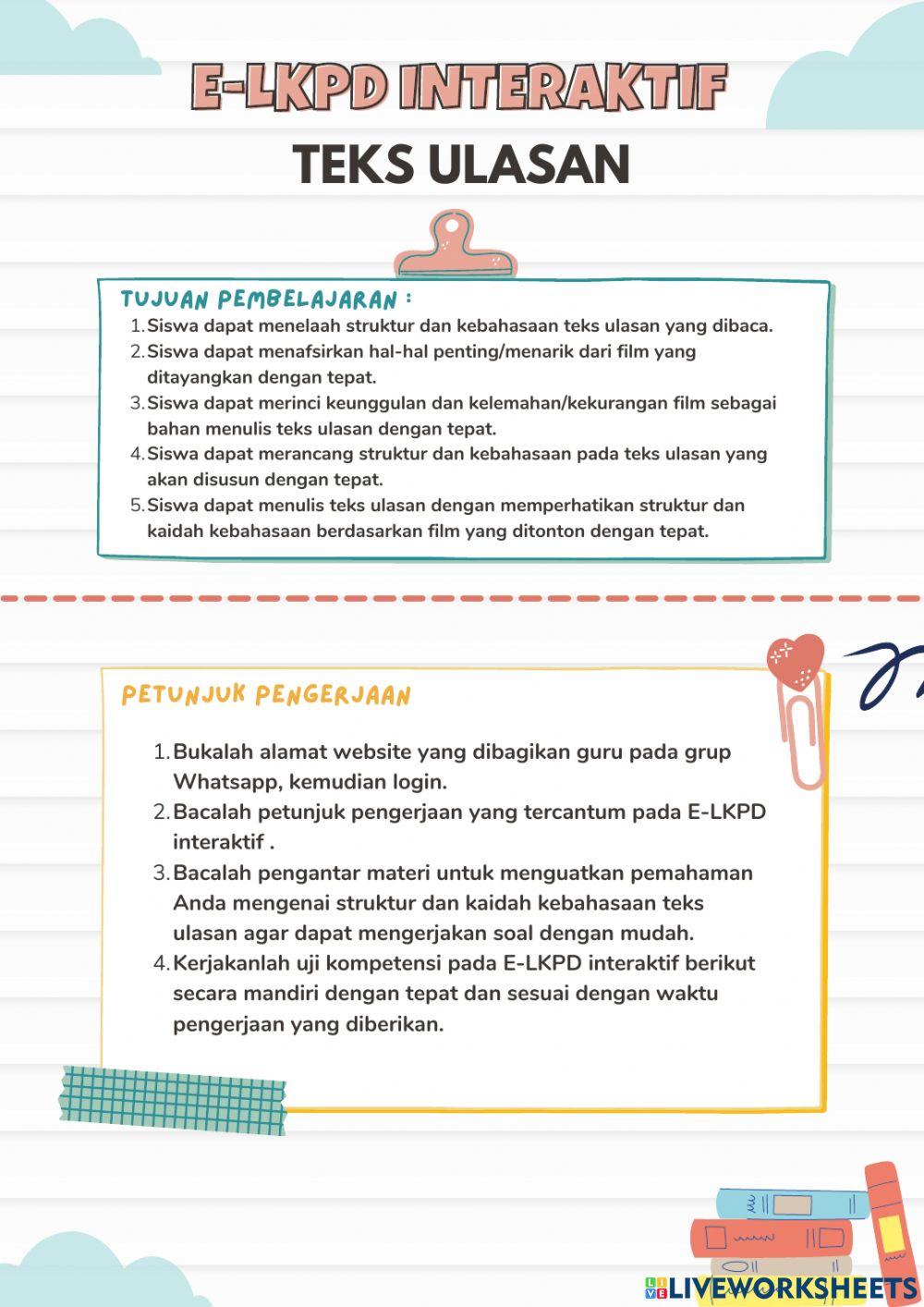 E-lkpd interaktif teks ulasan