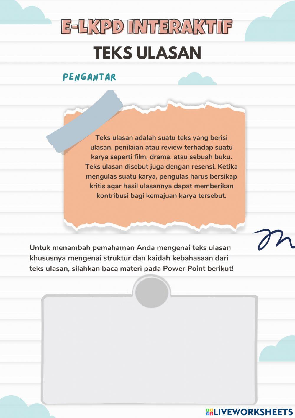 E-lkpd interaktif teks ulasan