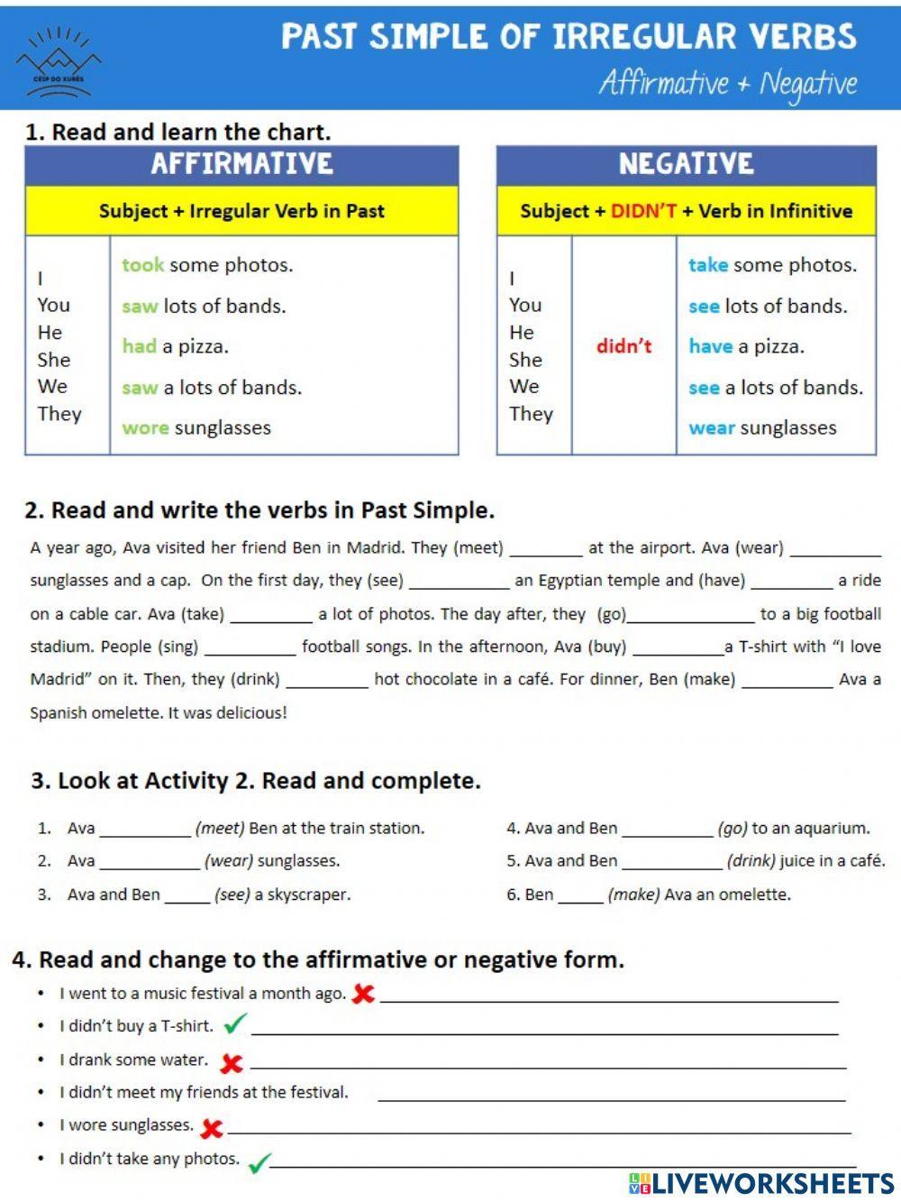 Past simple affirmative irregular verbs. Past simple affirmative irregular verbs