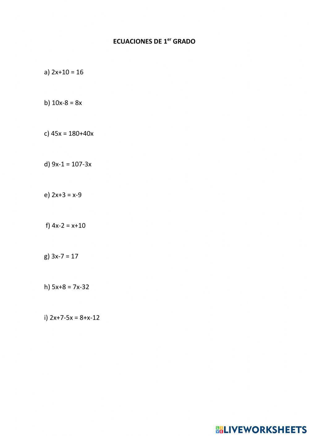 Ecuaciones 1º grado