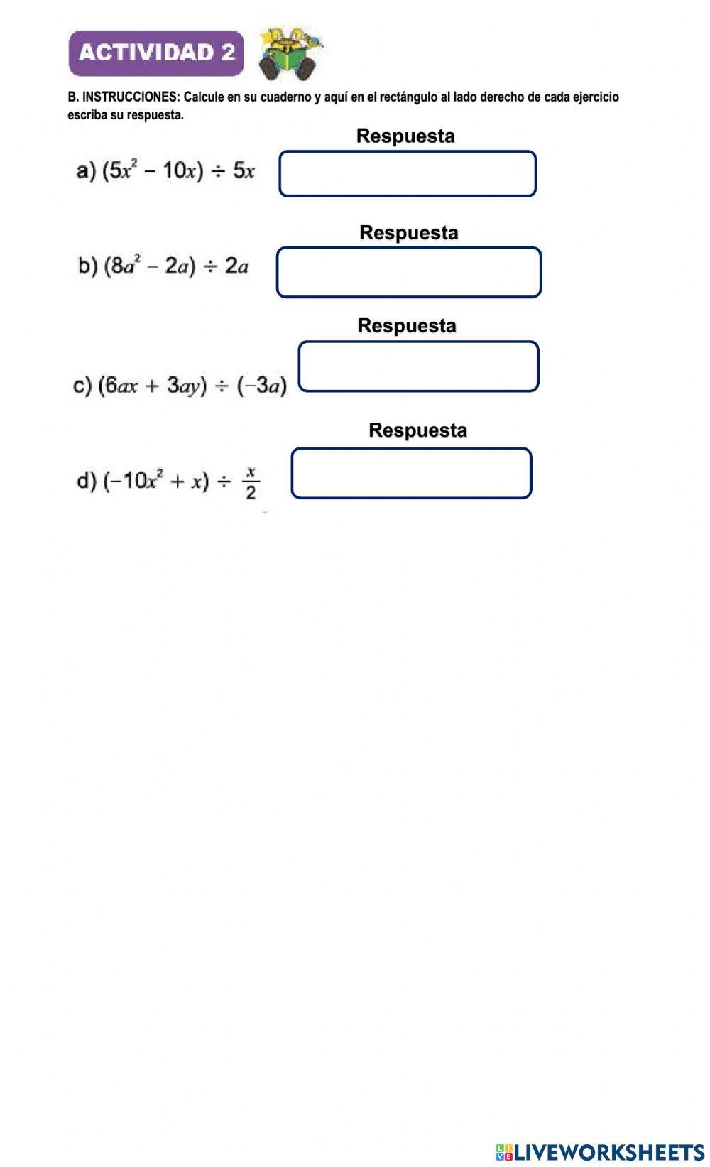 Multiplicación- División de un Polinomio por un Monomio