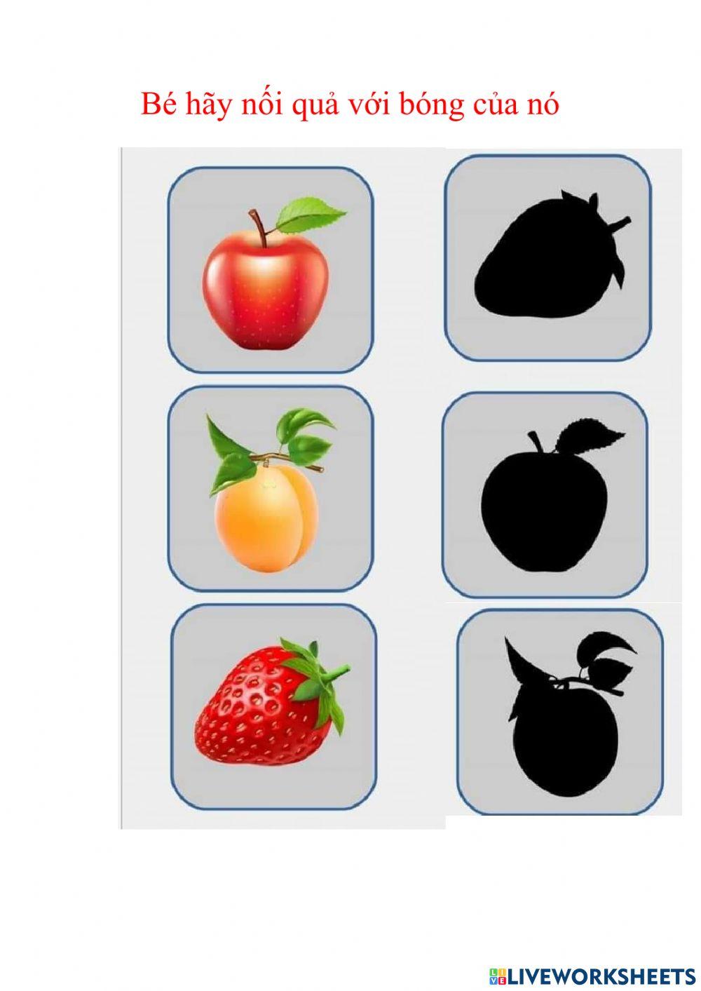 Bài tập tìm bóng các loại quả. 25-36 tháng