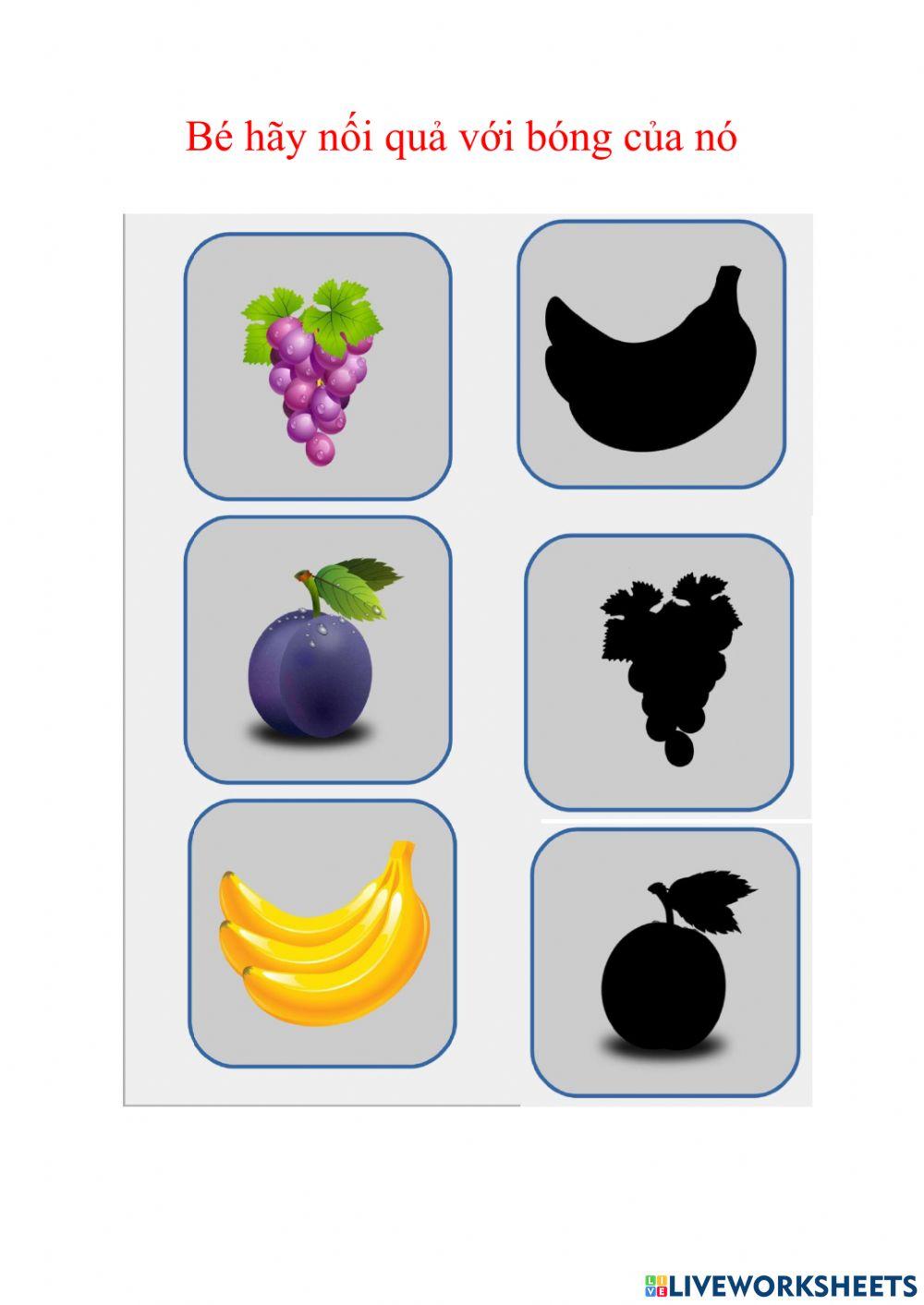 Bài tập tìm bóng các loại quả. 25-36 tháng