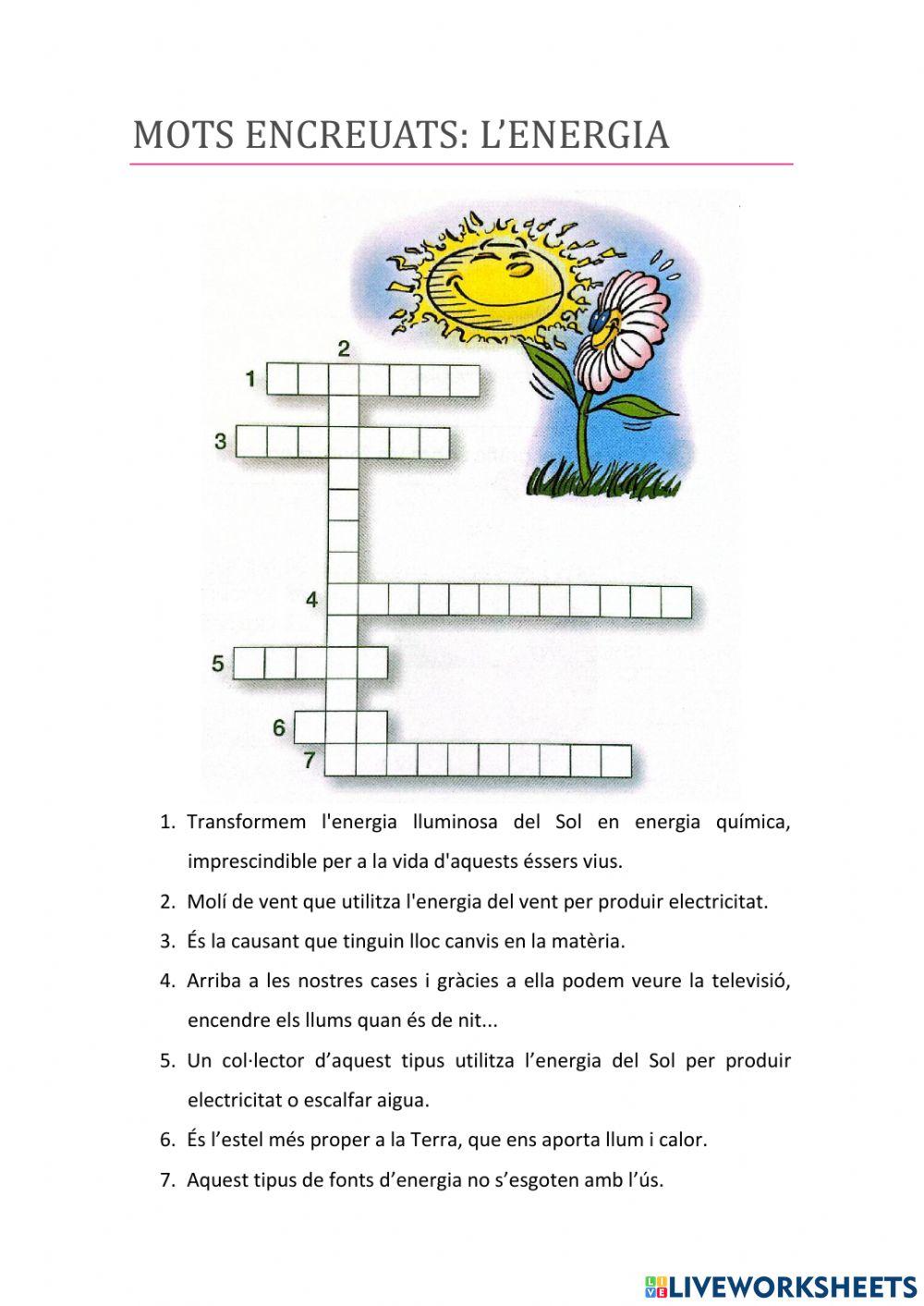 Mots encreuats energia