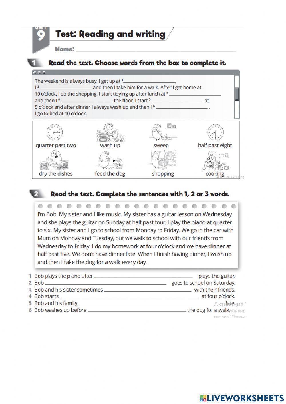 Quick minds 3 Test:9 Reading