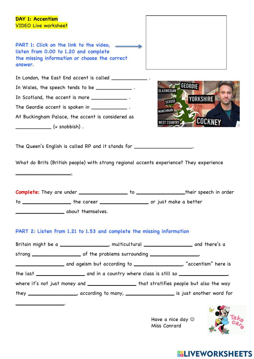 VIDEO ACCENTISM 1ere LISTENING TASK