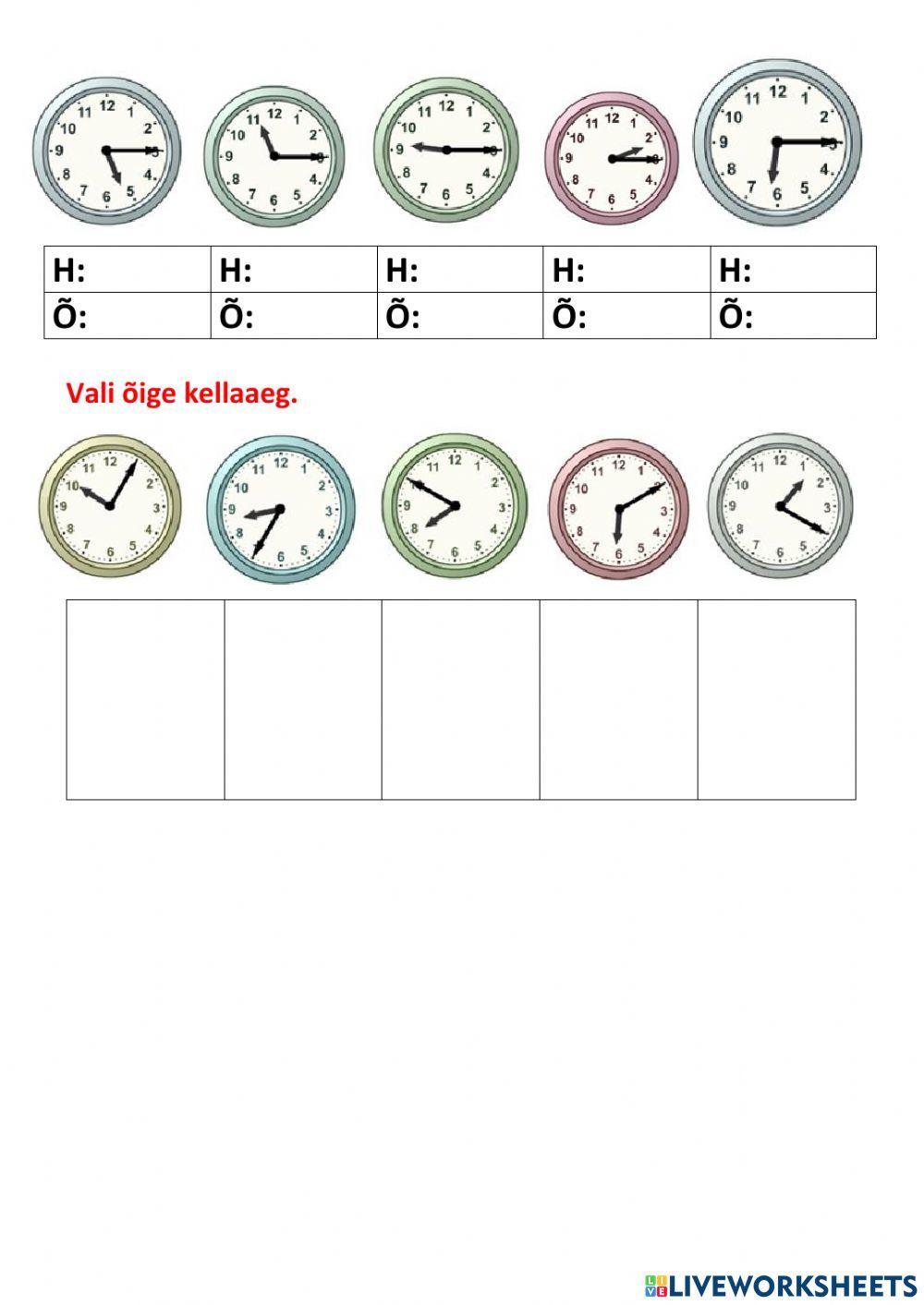 Kella tööleht 3c Kella tööleht 3c