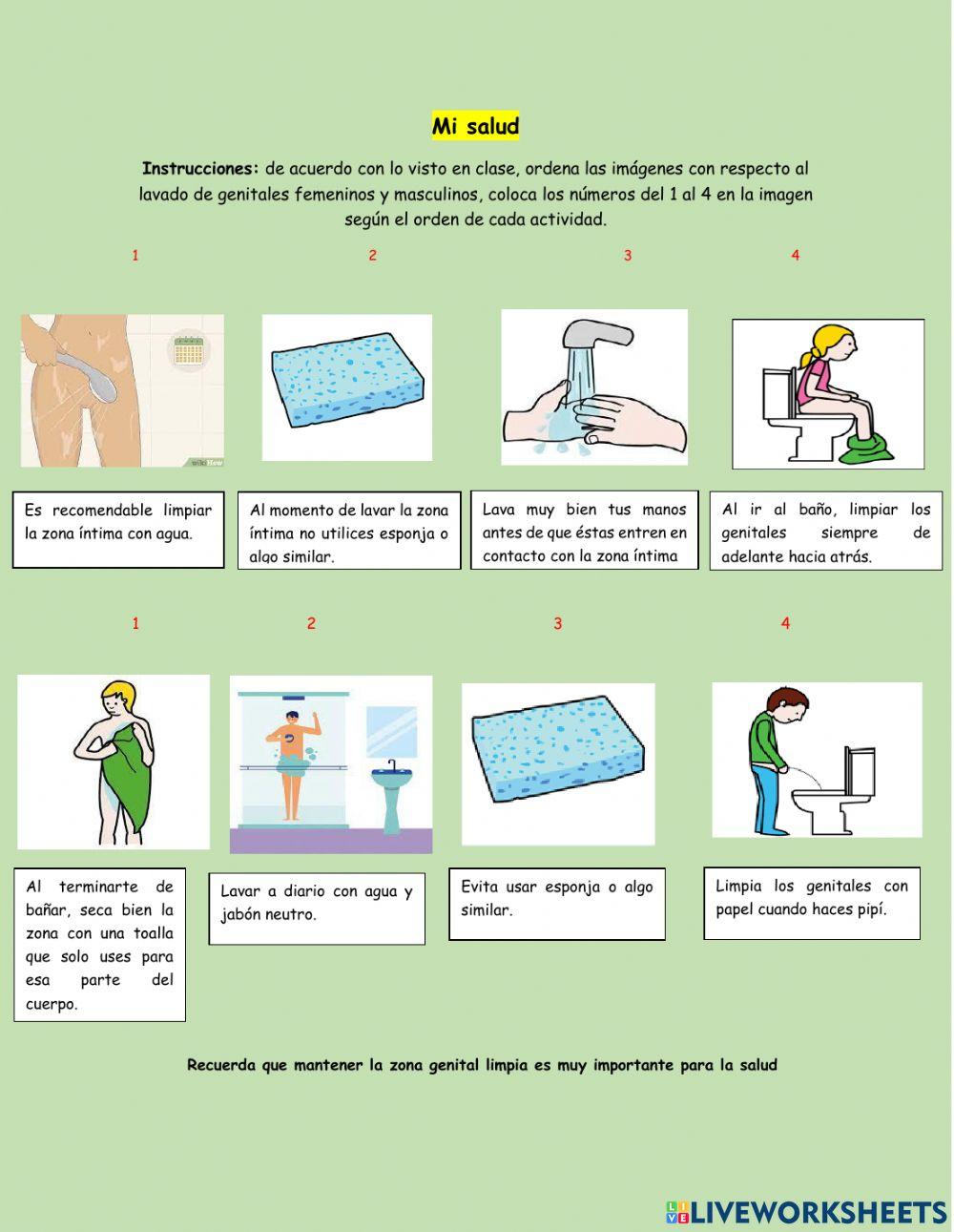 Lavado de genitales femeninos y masculinos