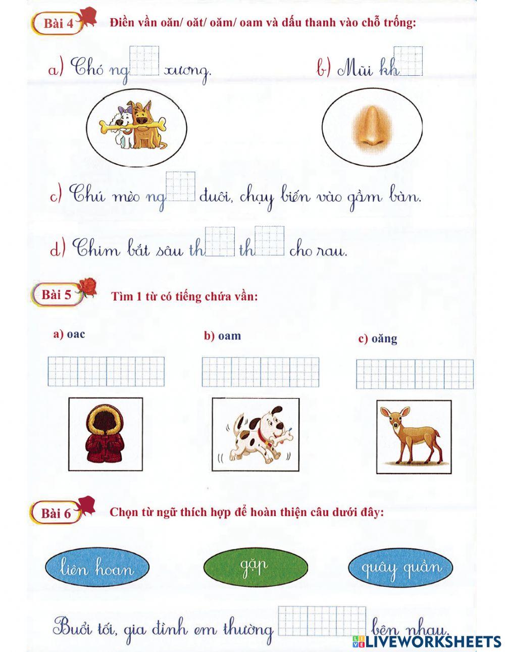 Tiếng Việt 1 lên 2 - Dạng 6: Điền từ còn thiếu