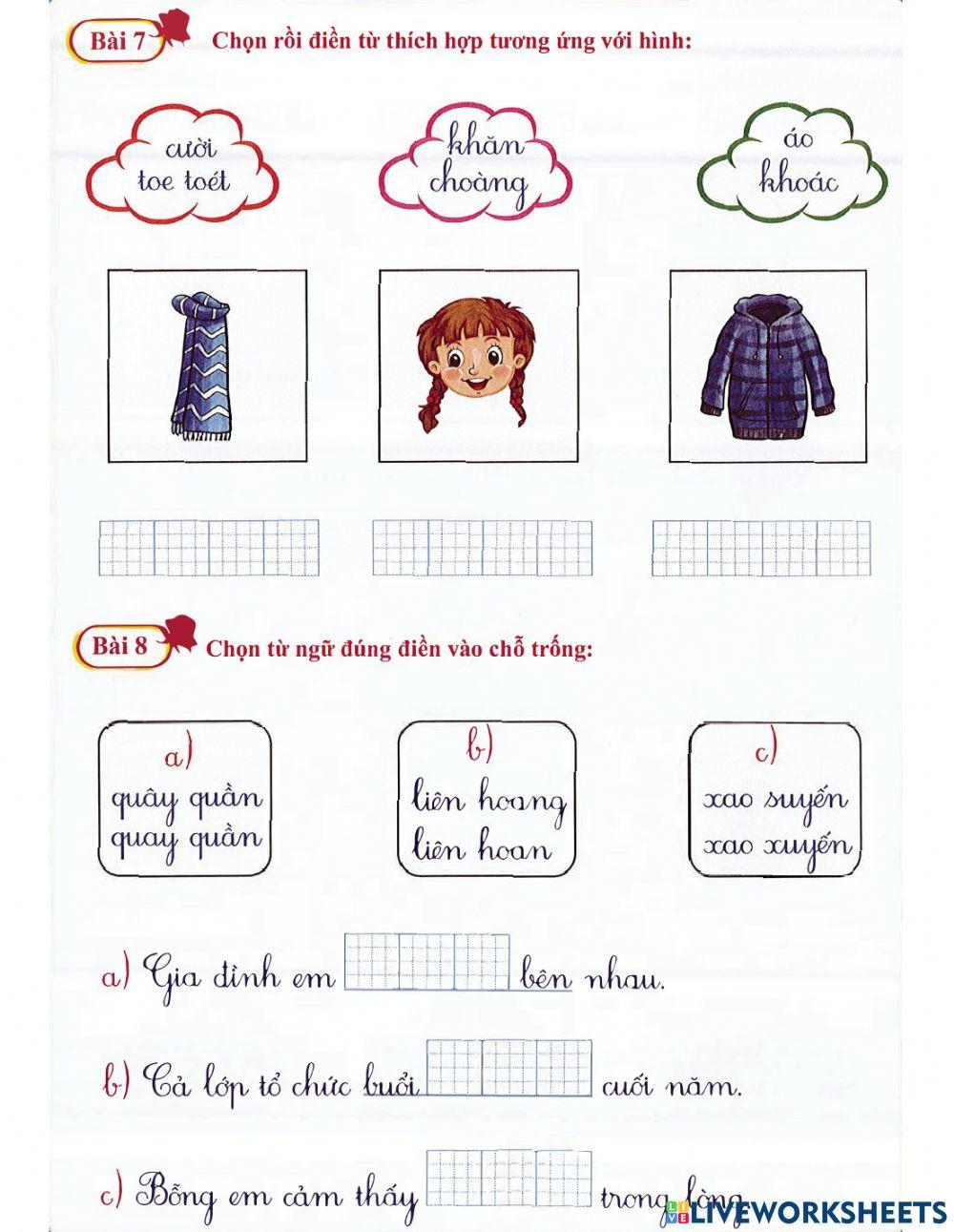 Tiếng Việt 1 lên 2 - Dạng 6: Điền từ còn thiếu