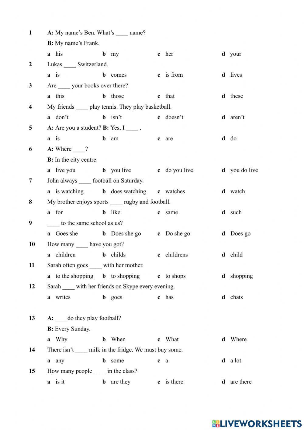 Placement test