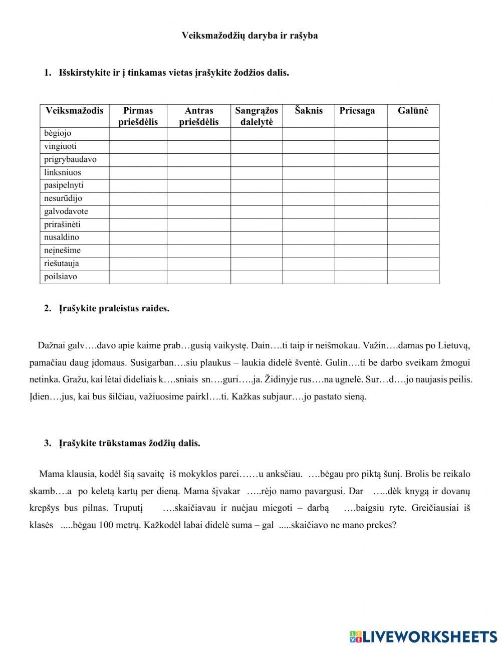 Veiksmažodžių daryba ir rašyba-