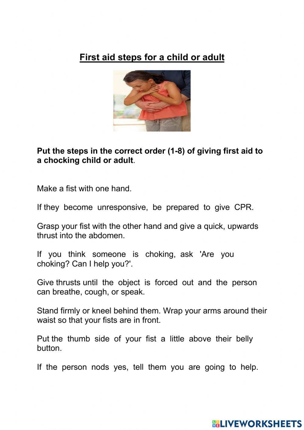 First aid chocking adult