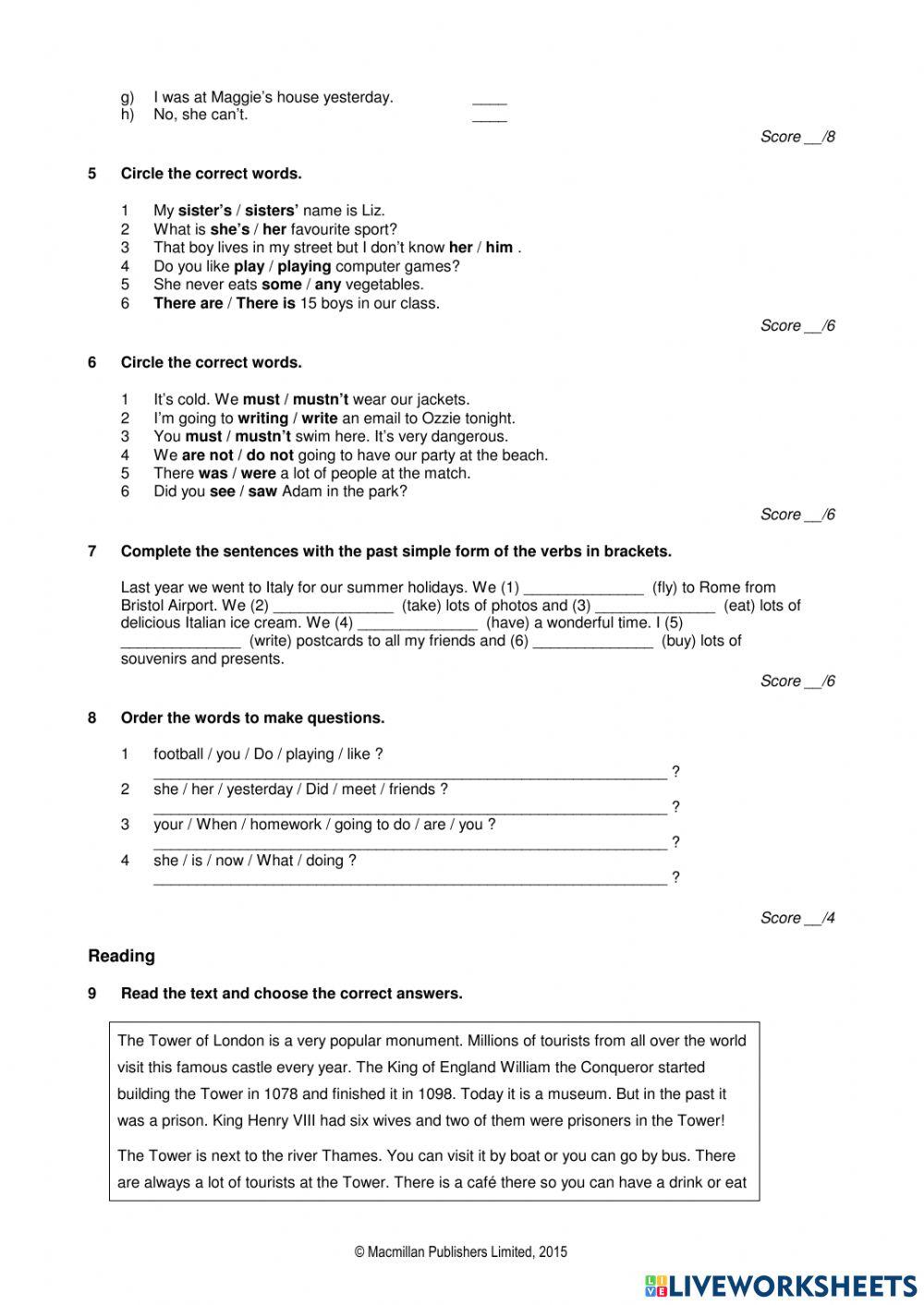 All Clear End-of-year test