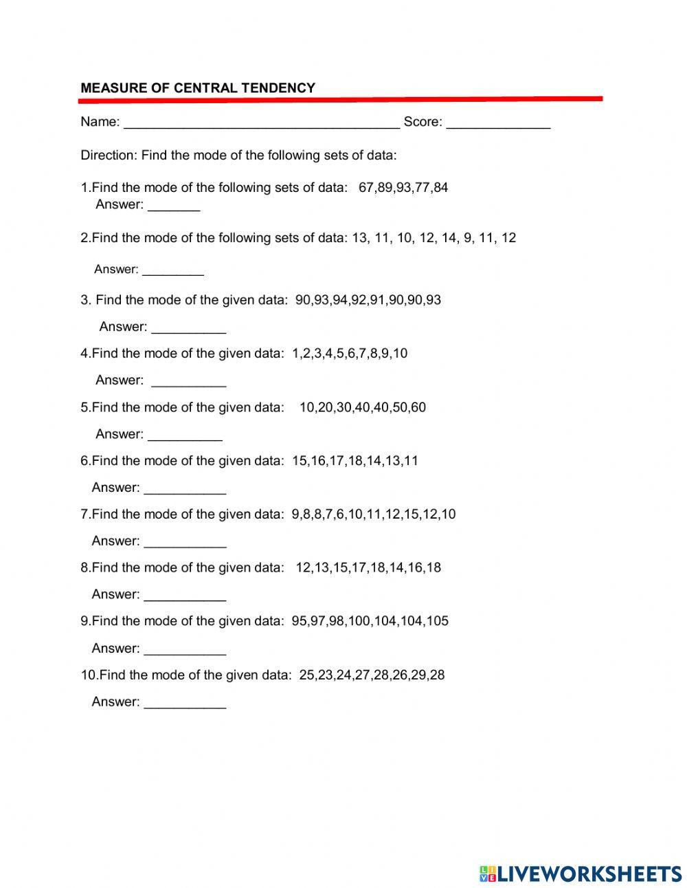 Activity sheet no. 1