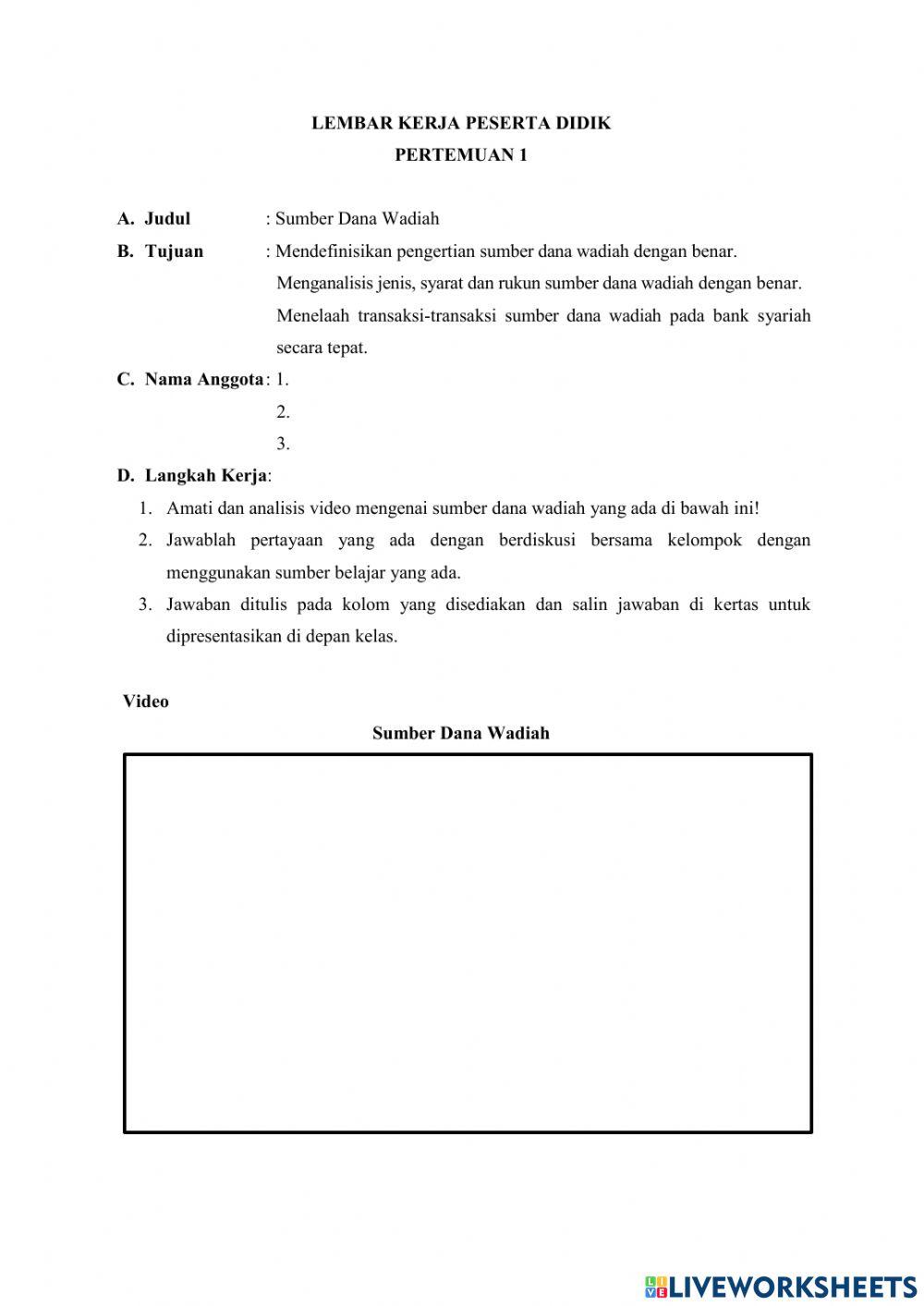 Pencatatan Transaksi Sumber Dana Wadiah