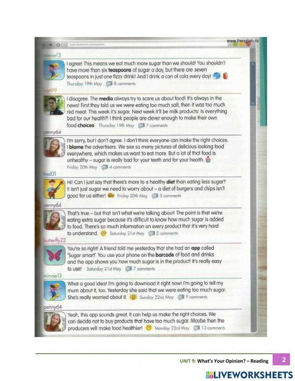 Unit 9 : what's your opinion?