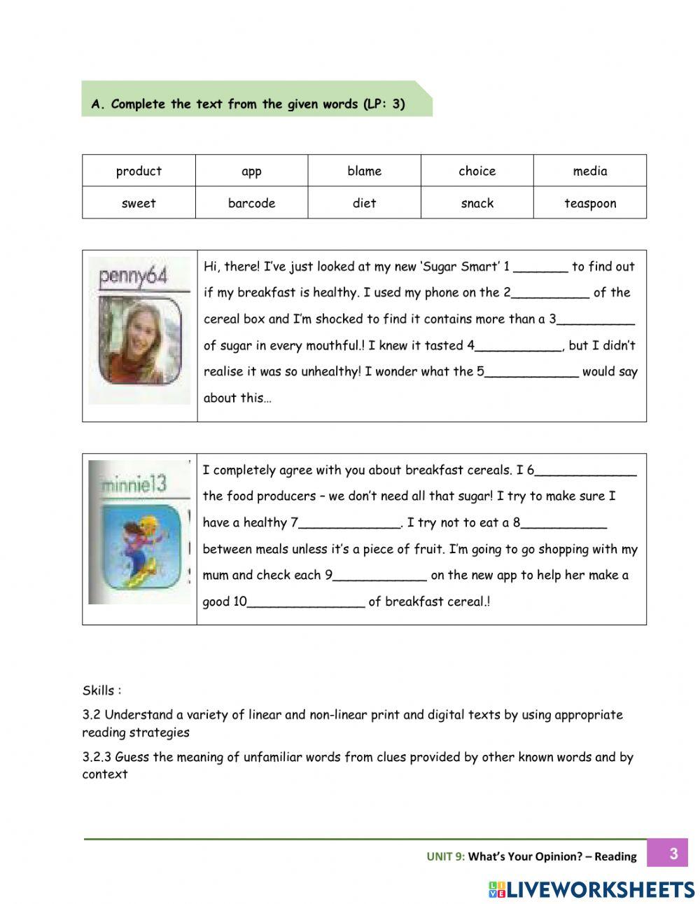 Unit 9 : what's your opinion?