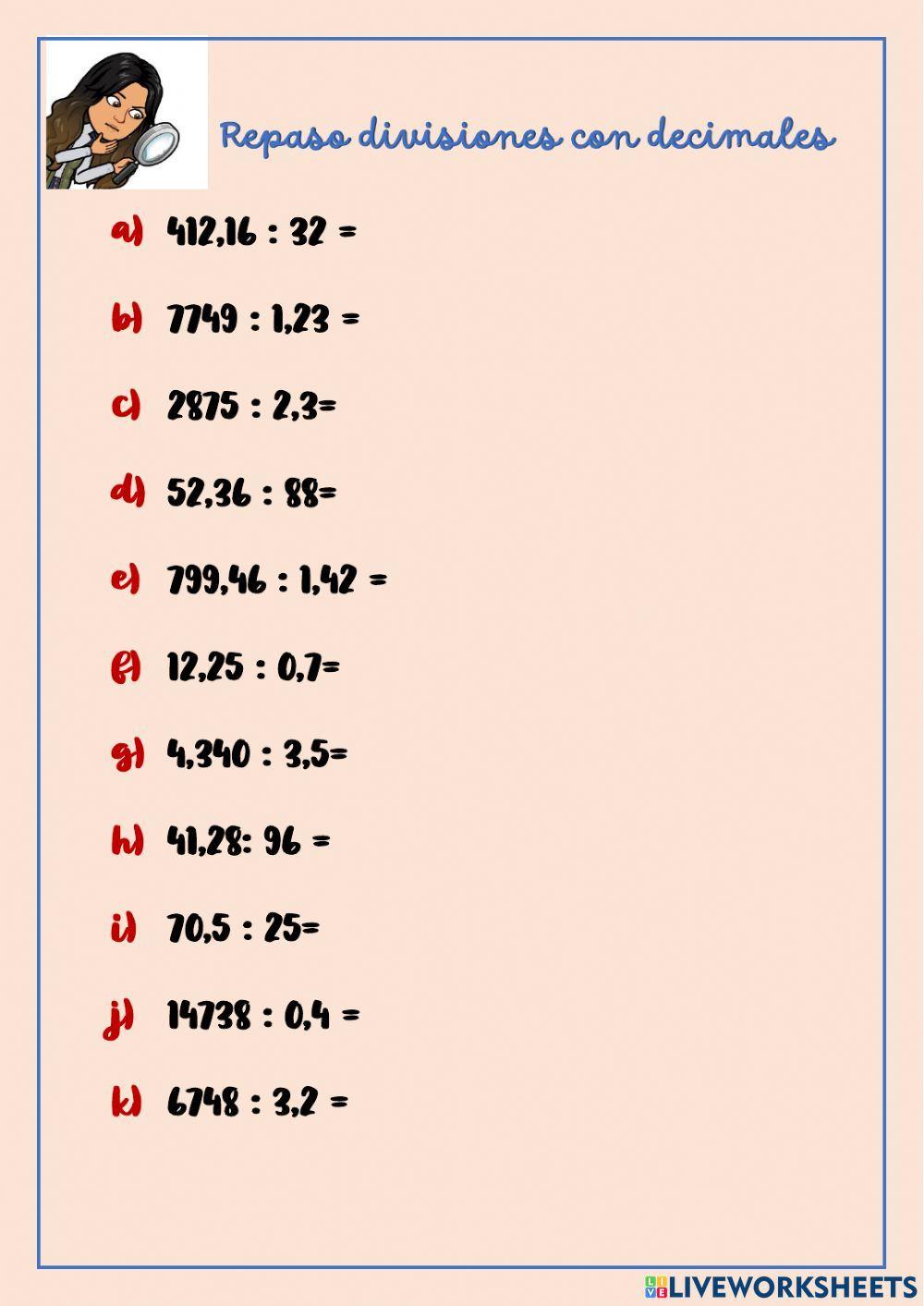 Divisiones con decimales