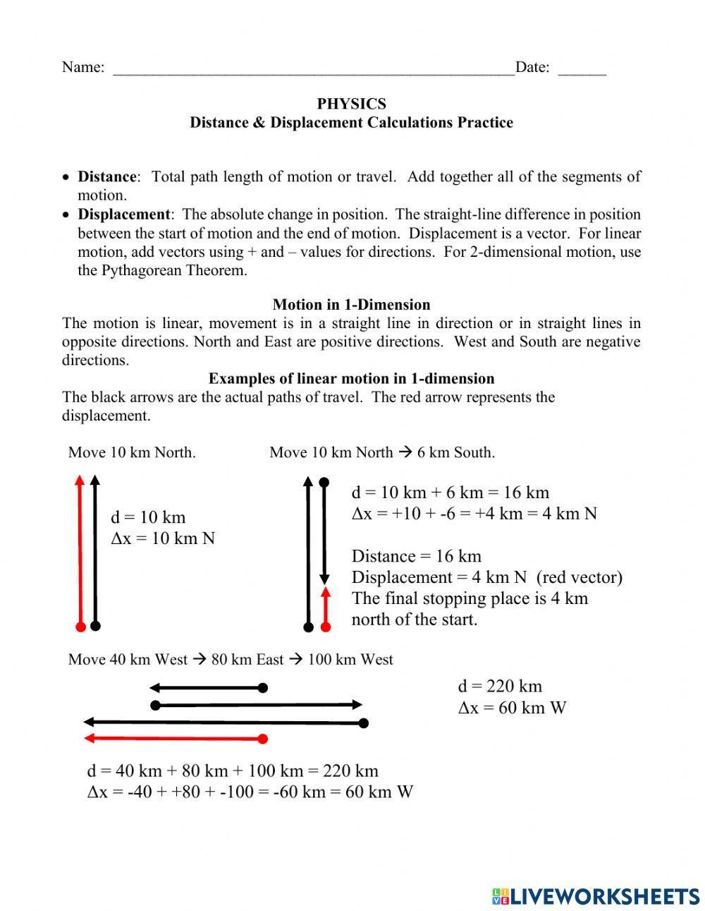 Distance & Displacement Calculations