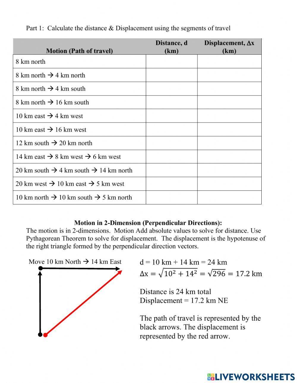 Distance & Displacement Calculations