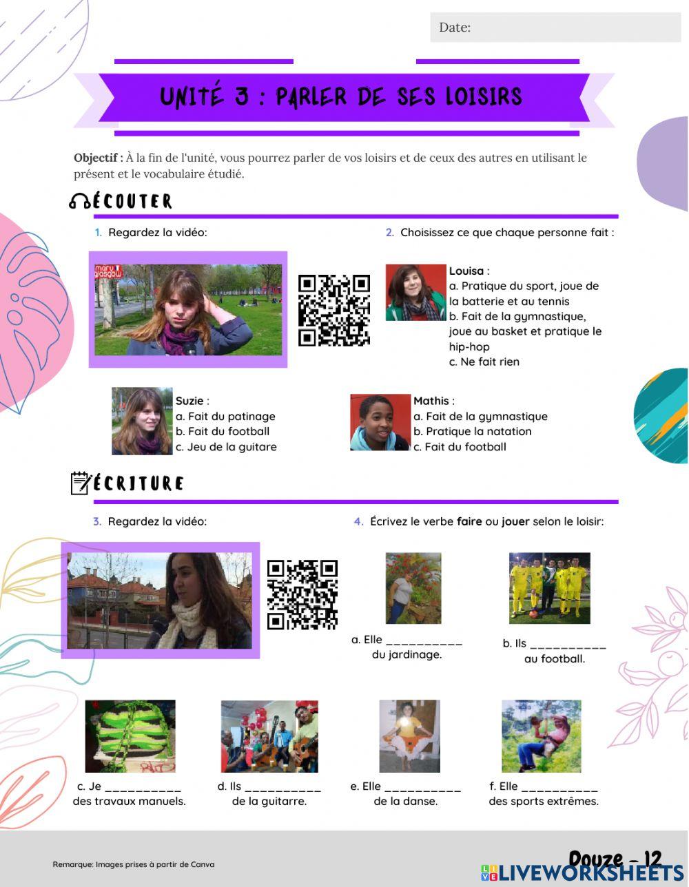 Parler de ses loisirs