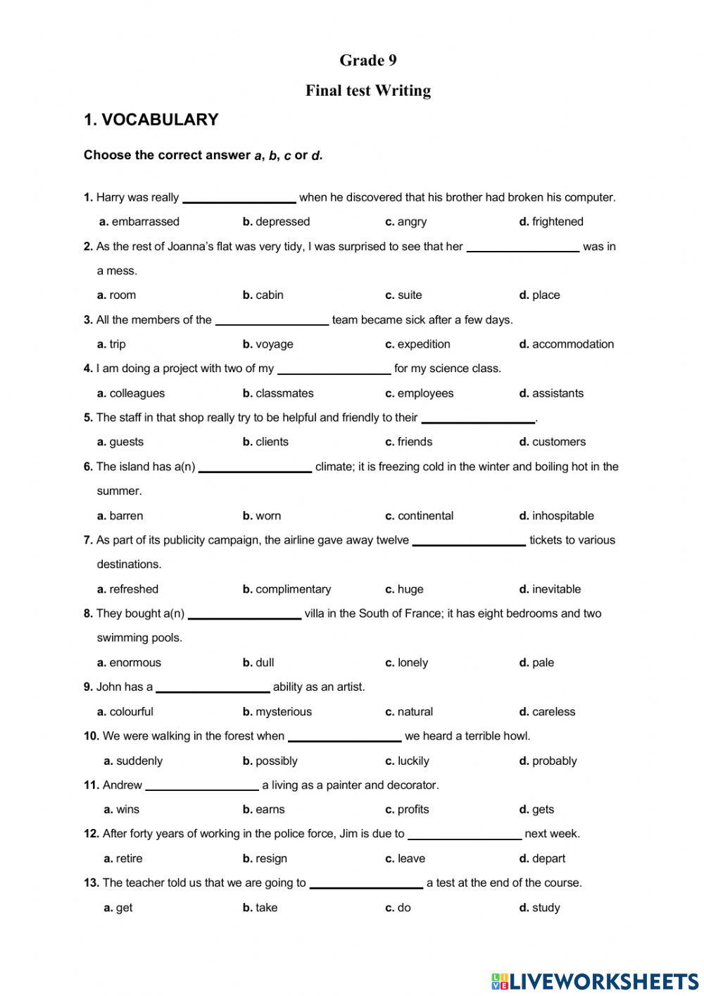 Check Writing Vocabulary