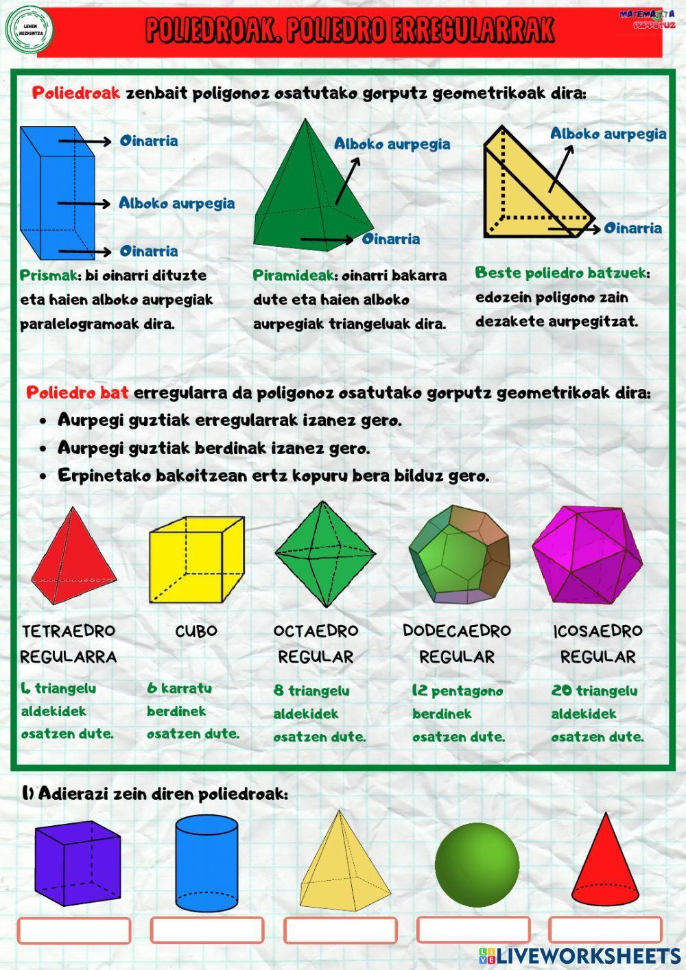 Poliedroak. Poliedro erregularrak