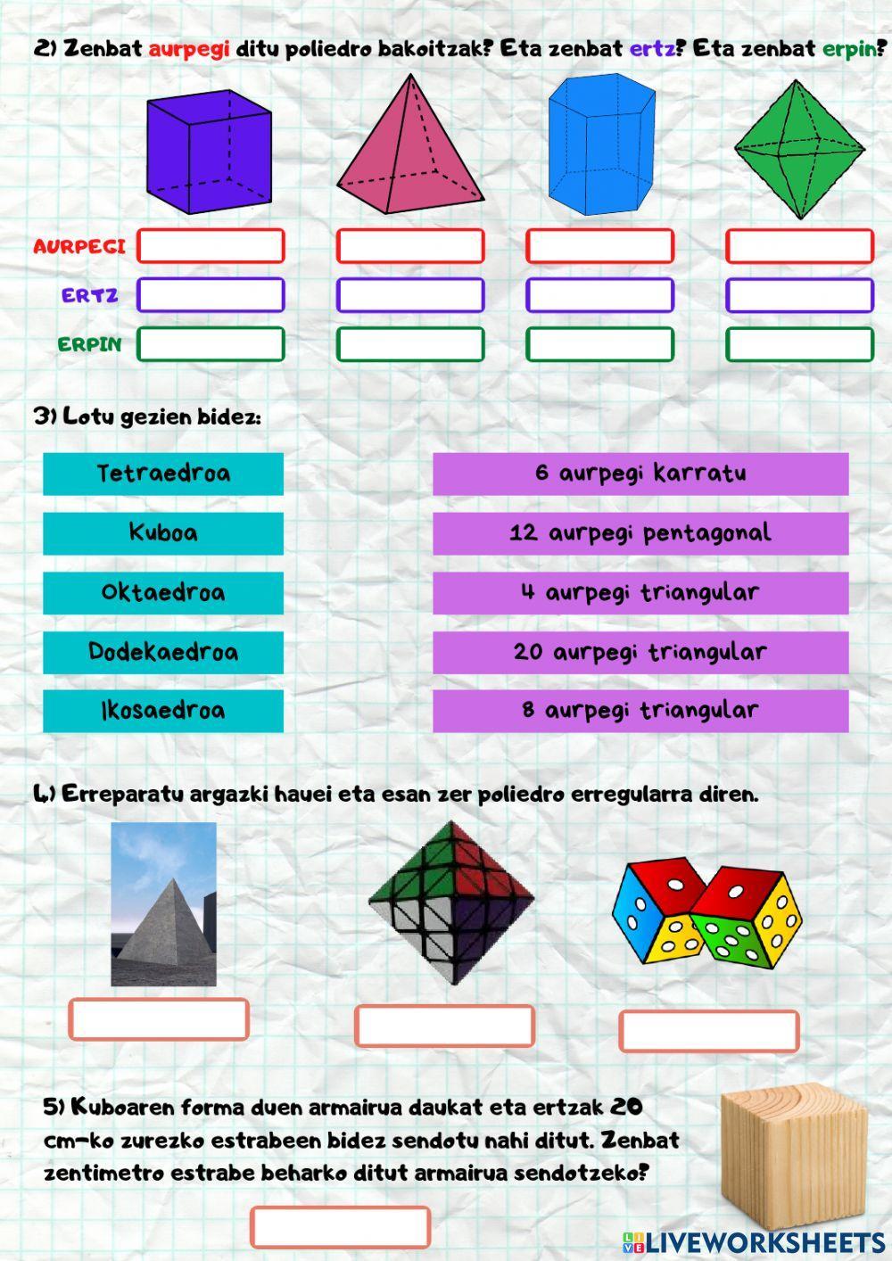 Poliedroak. Poliedro erregularrak