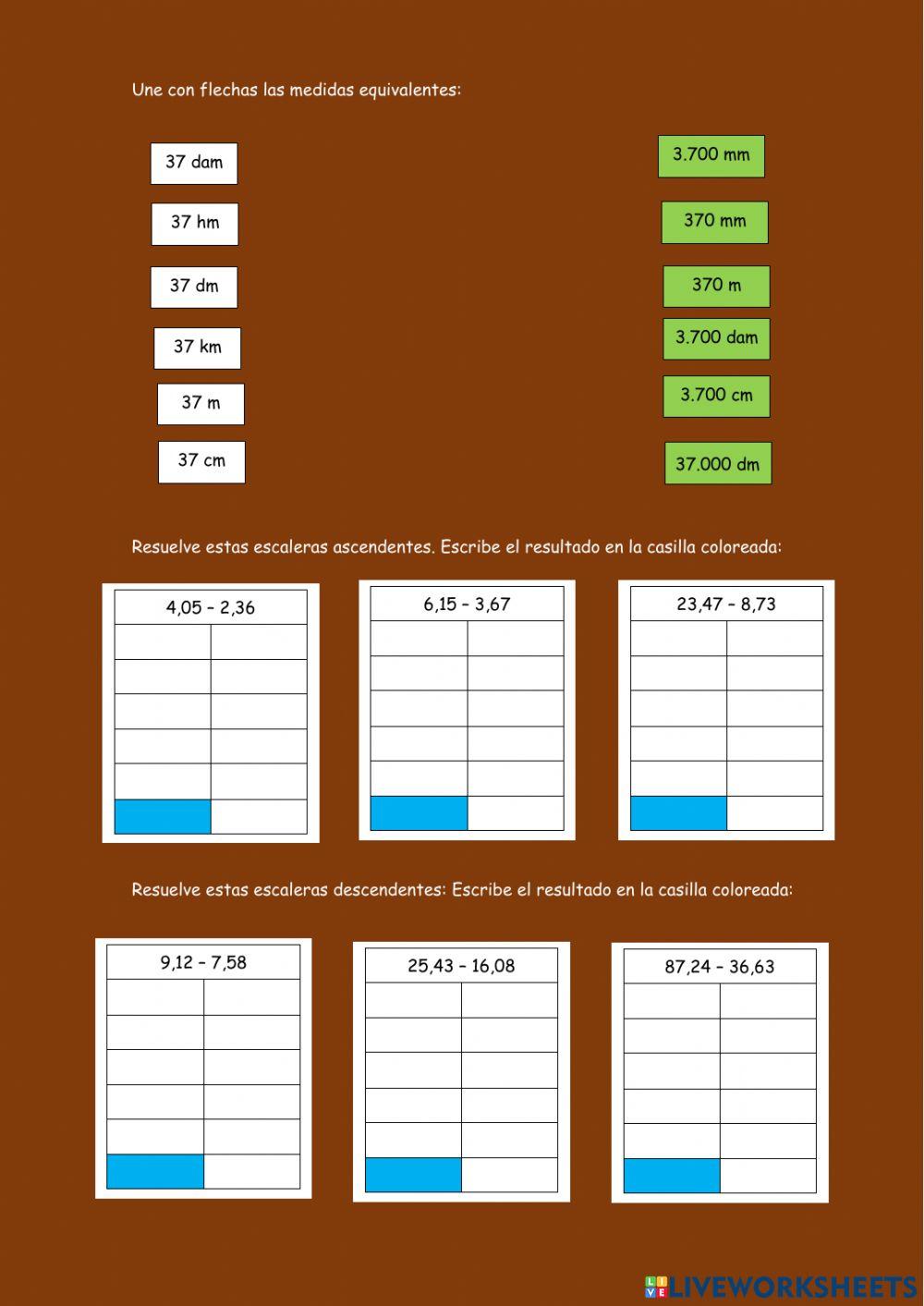 Sistema métrico decimal y repaso de escaleras