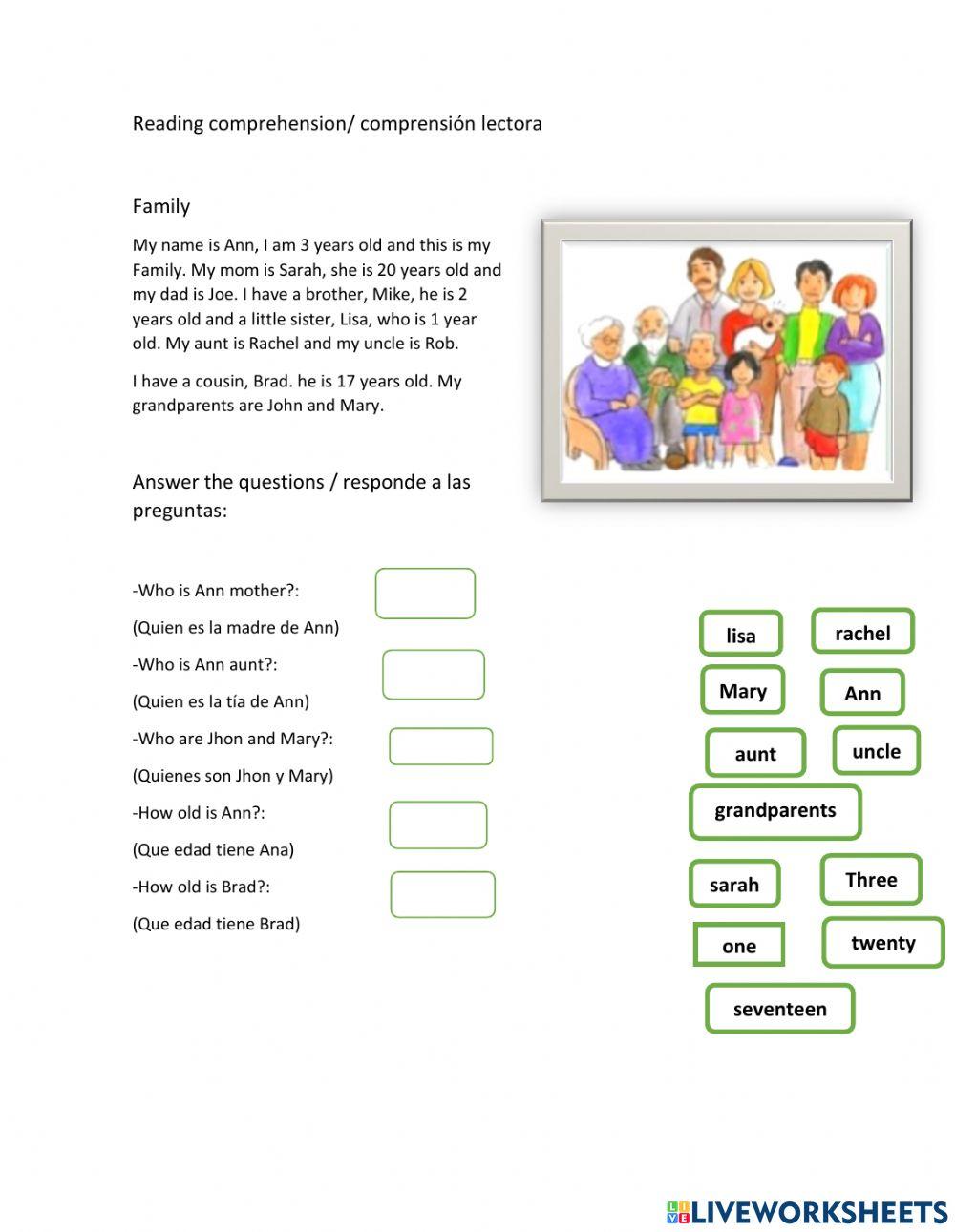 Compresion lectora online pdf worksheet | Live Worksheets