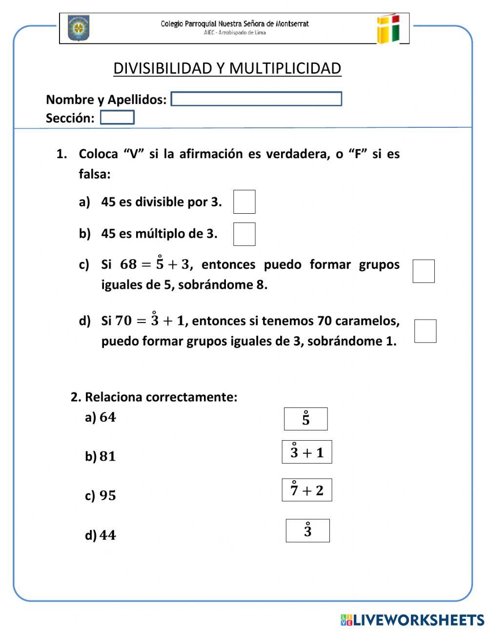 Divisibilidad y multiplicidad