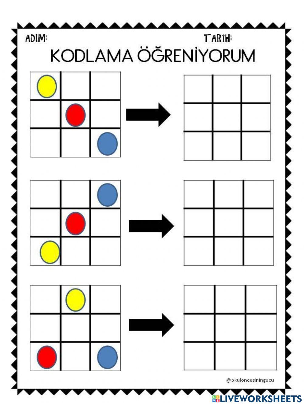 Sol taraftakini deseni sağ tarafa kodla