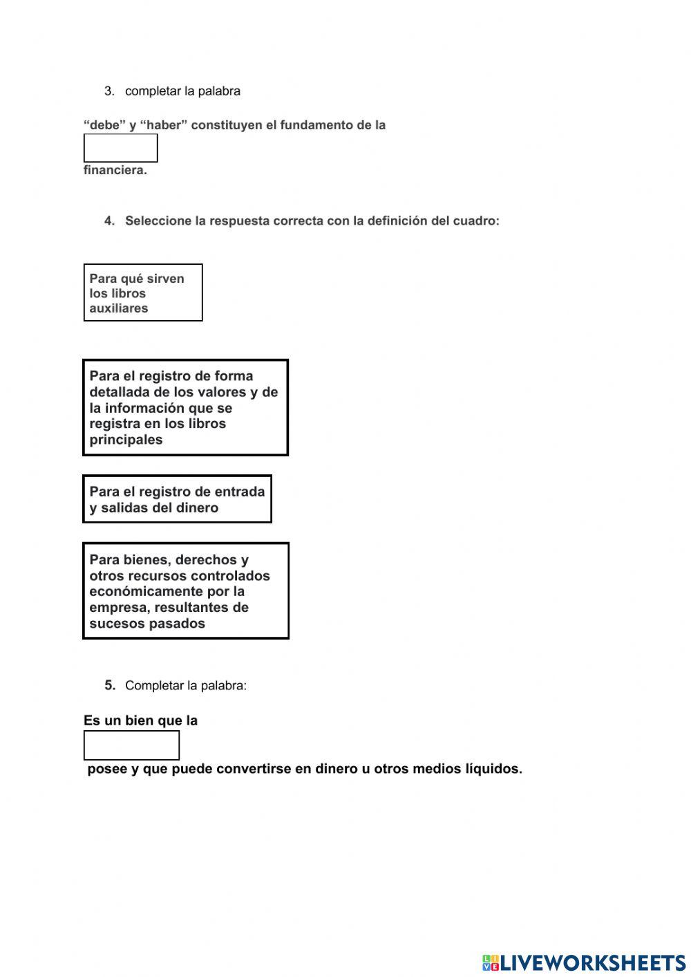Actividad contabilidad liveworksheet