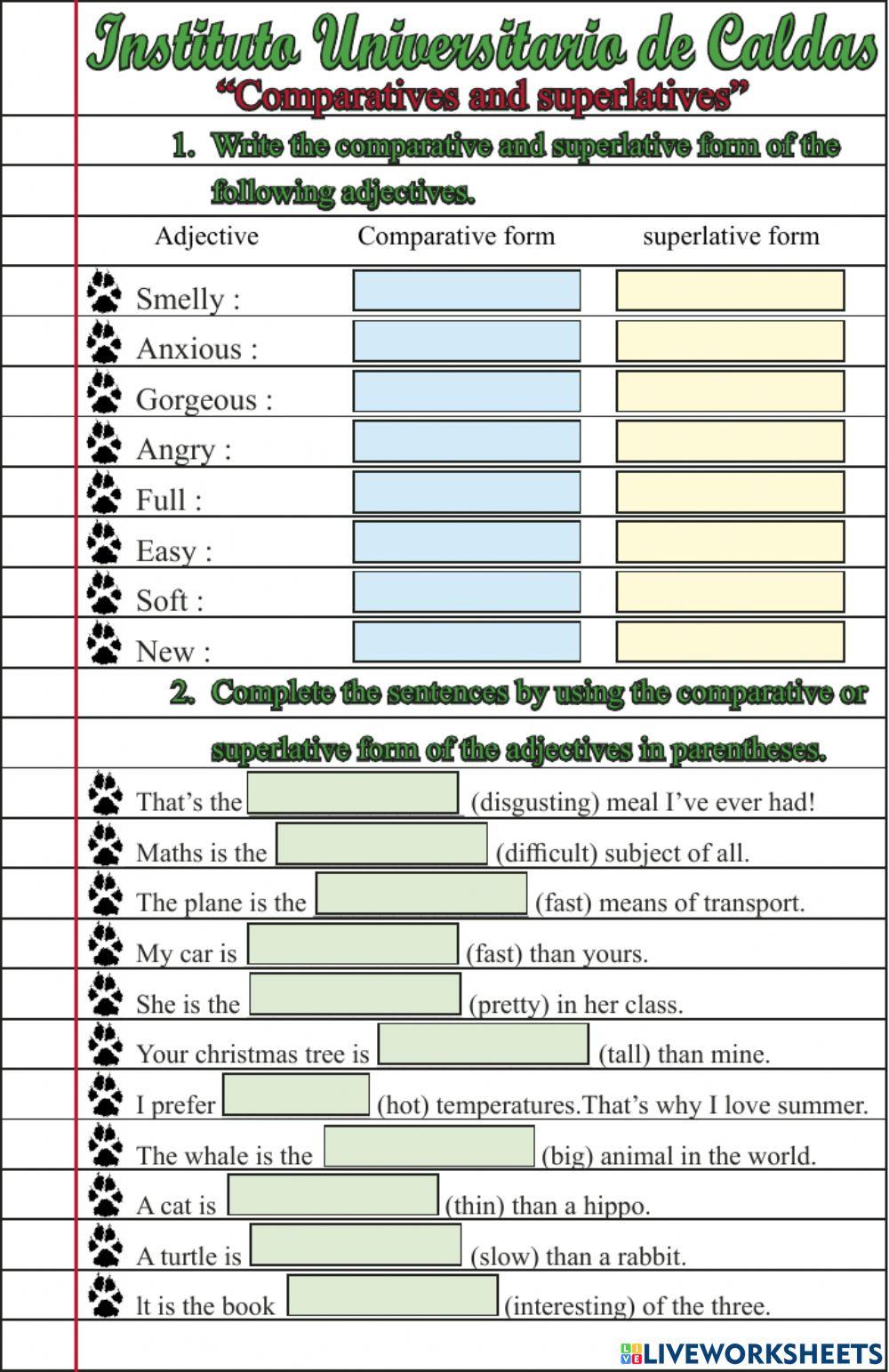 Comparatives and superlatives 3