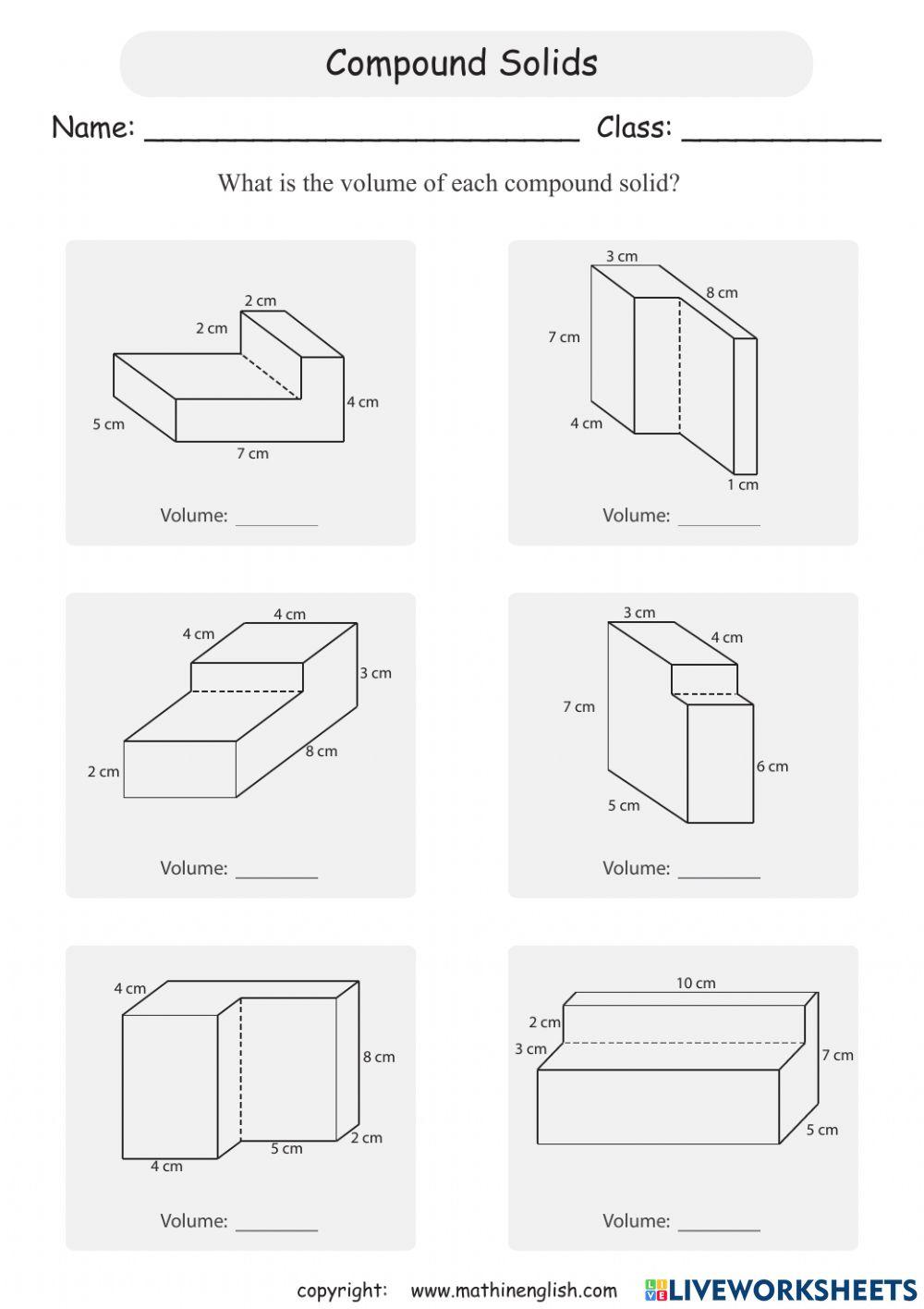 Volume Composite Shapes online exercise for Live Worksheets