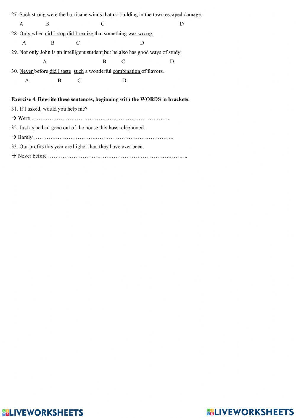 Grade 11- Inversion (review