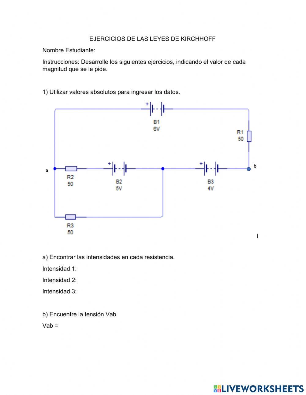 Ejercicios leyes de kirchhoff