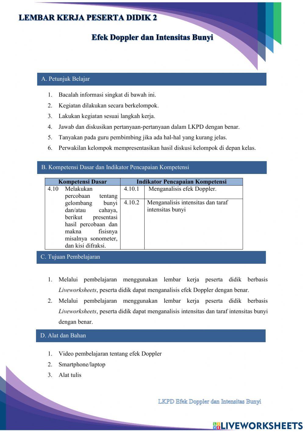 Efek doppler dan intensitas bunyi