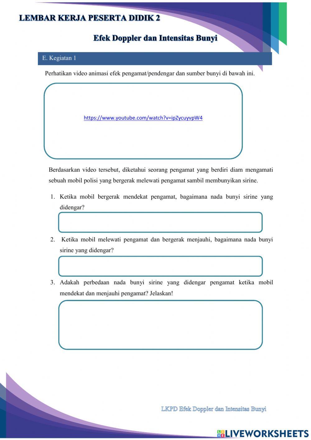 Efek doppler dan intensitas bunyi
