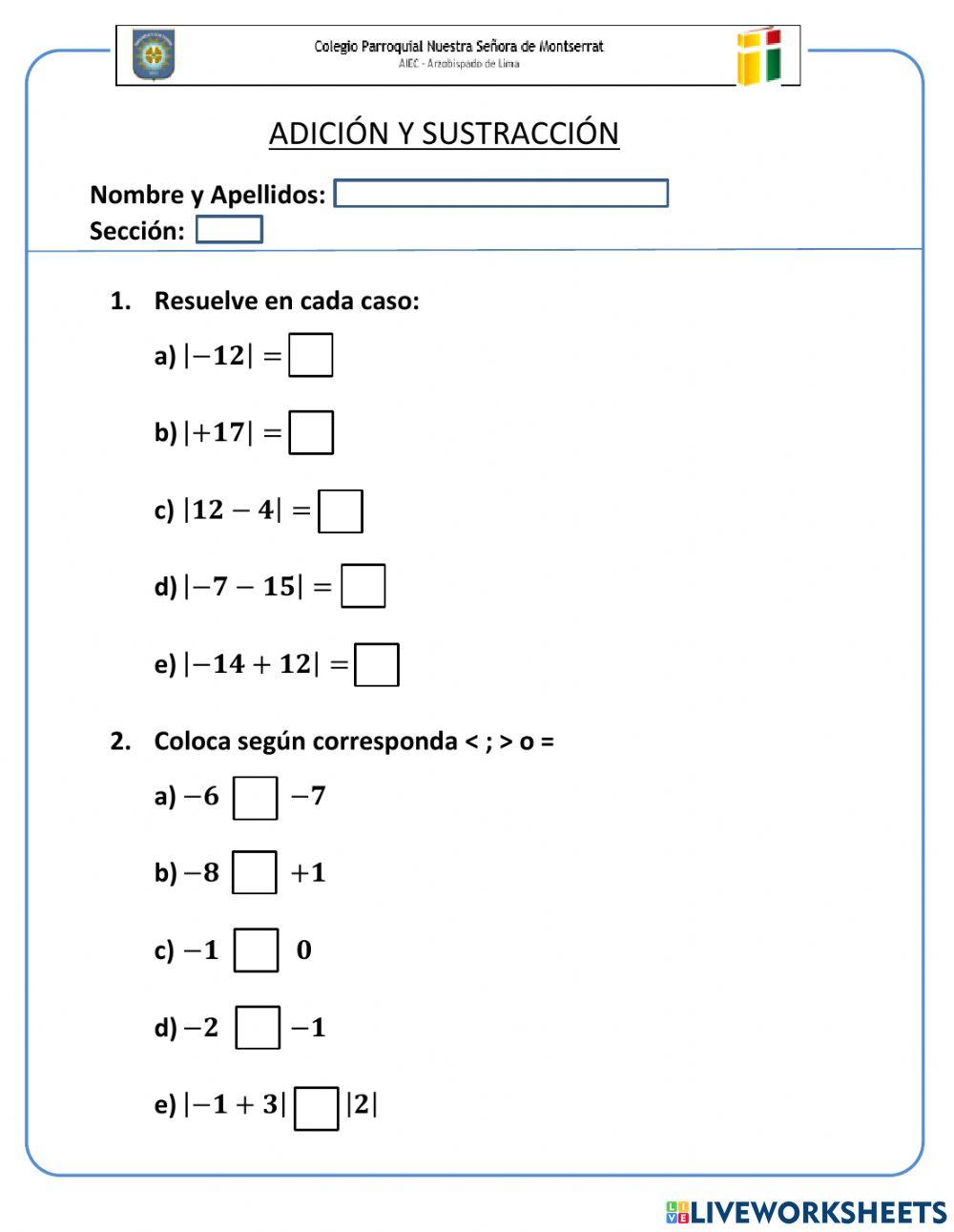 Adición y sustracción en z