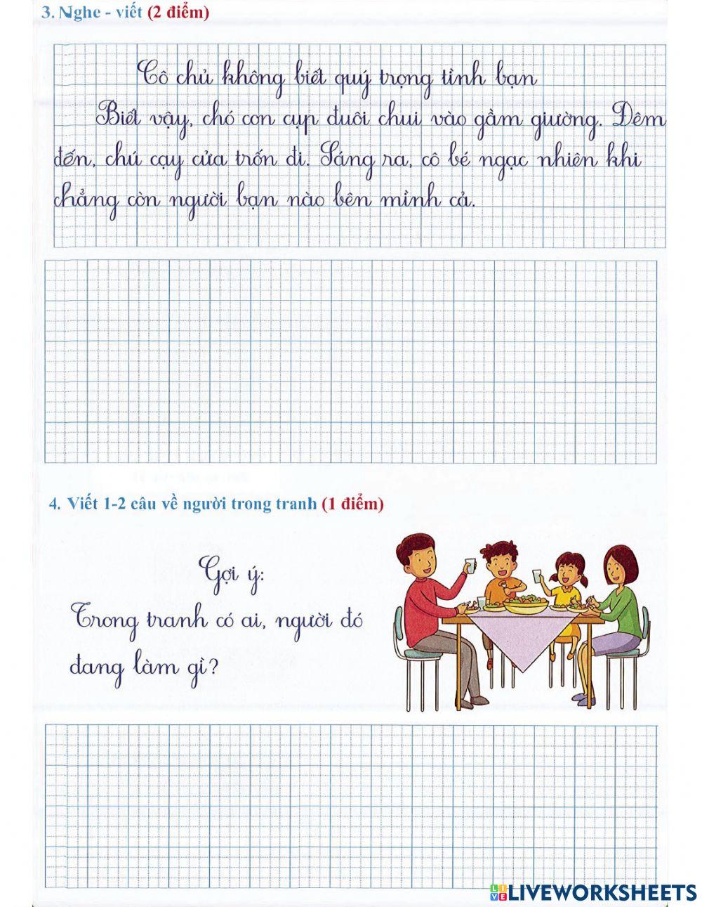 Tiếng Việt 1 lên 2: Đề khảo sát đầu năm số 3