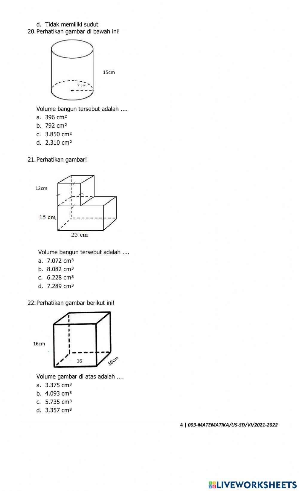 Latihan ujian sekolah matematika