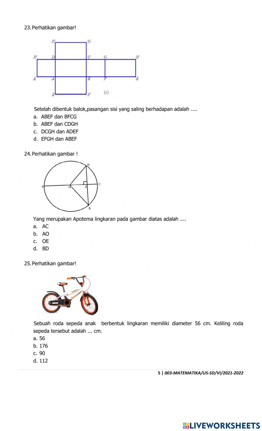 Latihan ujian sekolah matematika Latihan ujian sekolah matematika
