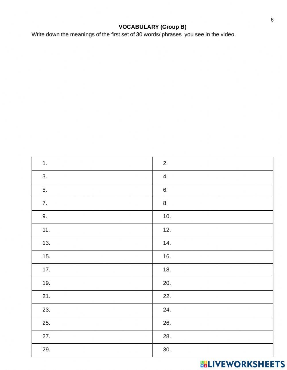 THE RENAISSANCE AND THE PURITAN SPIRIT Vocabulary Test (6)