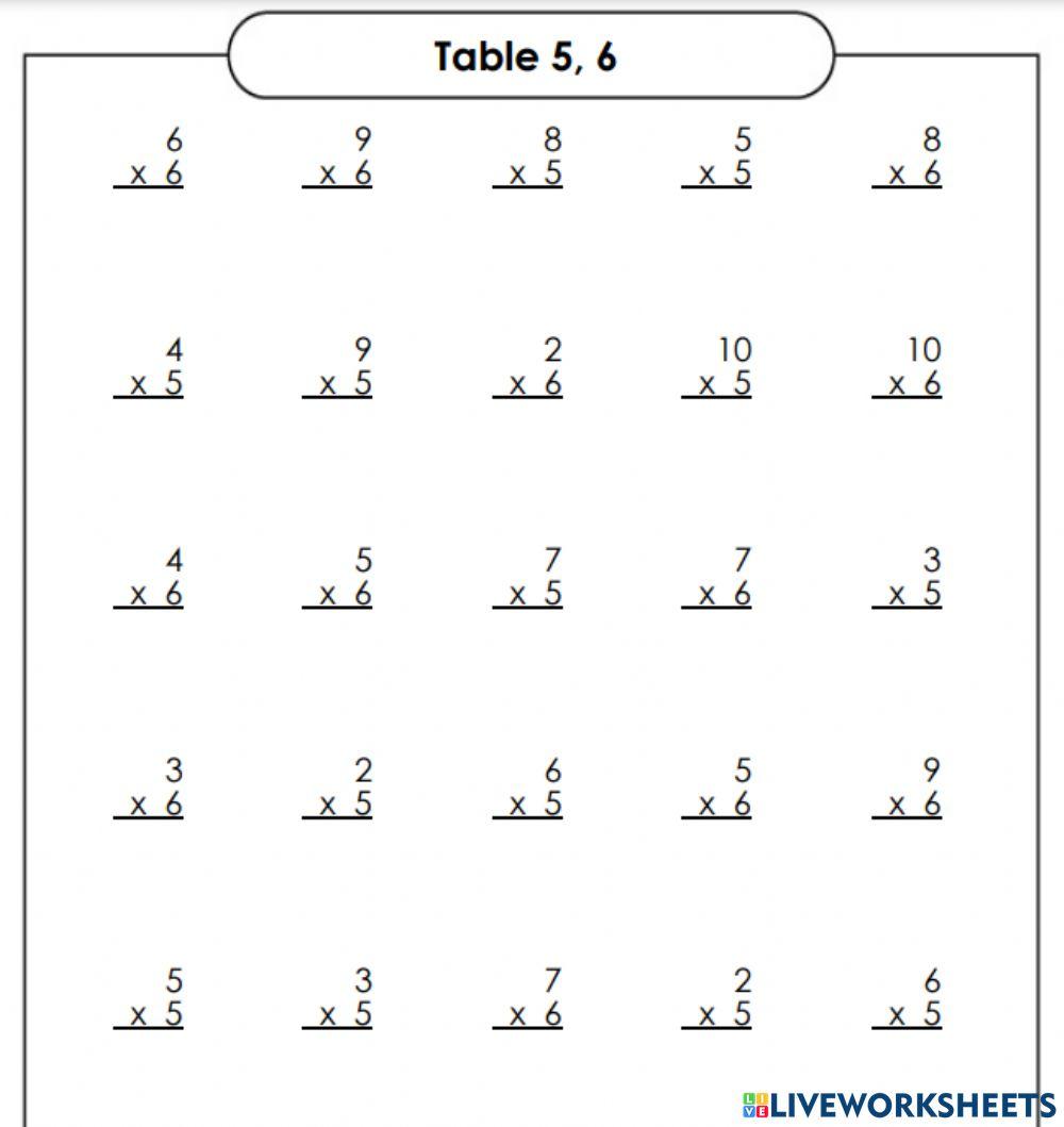 2046807 Multiplication table 5 6 JENNY