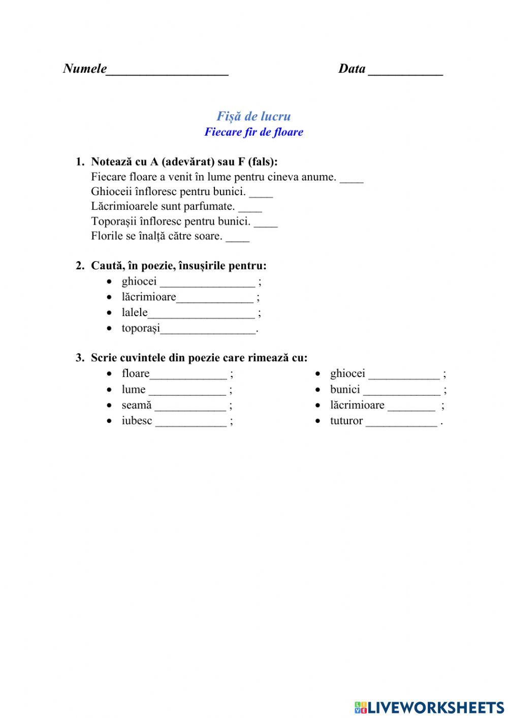 Fiecare fir de floare