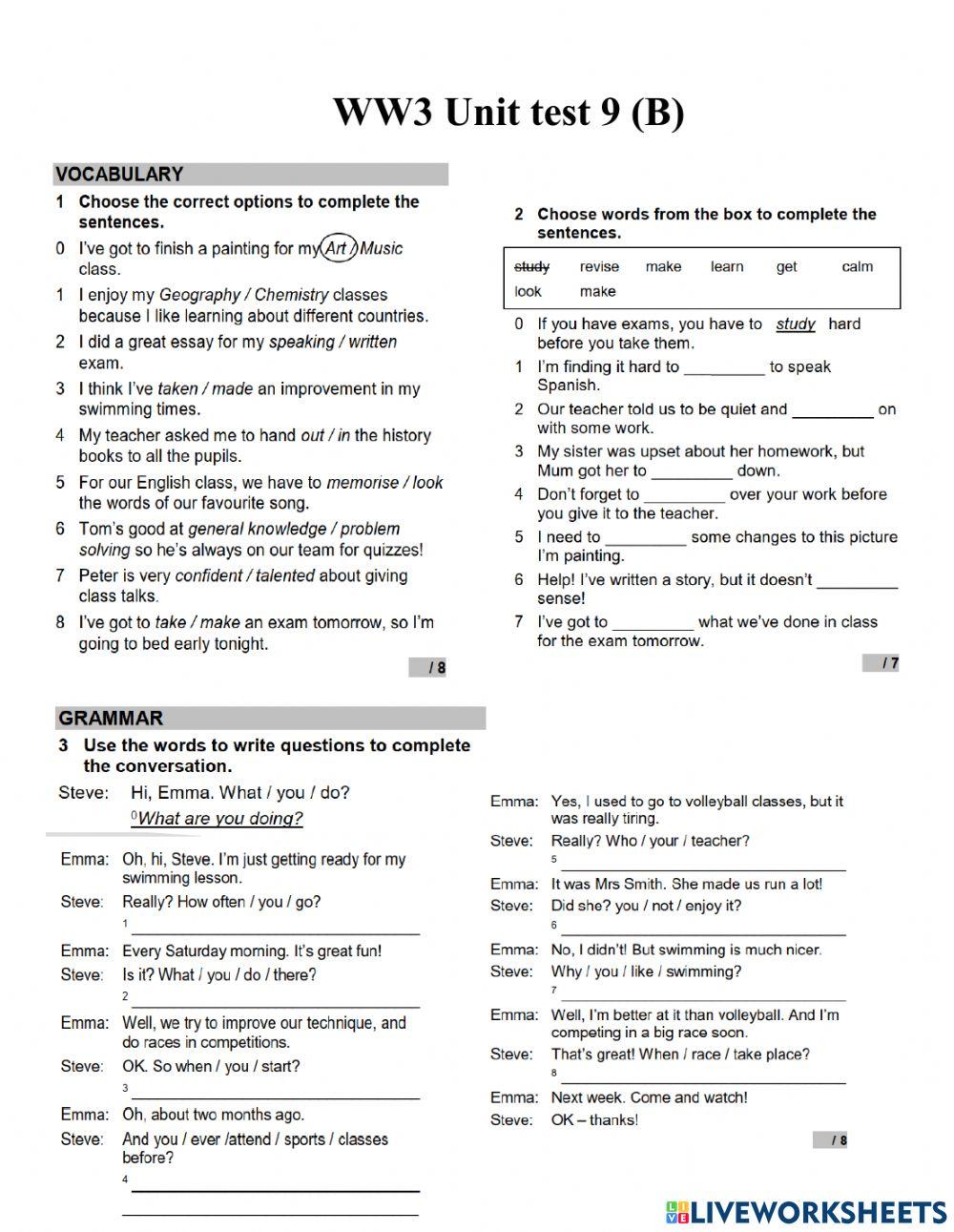 WW3 U9 Language test